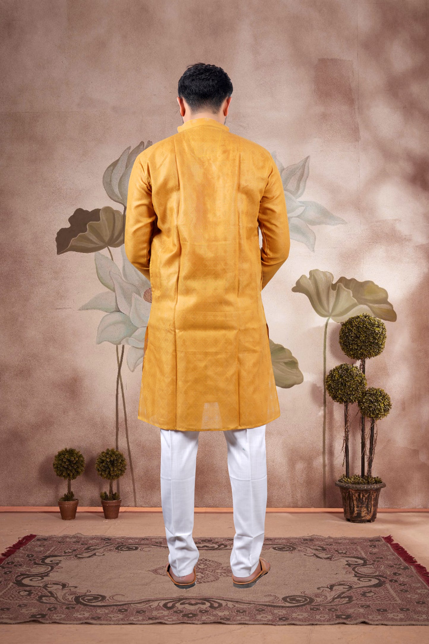 Mustard Solid Cotton Kurta