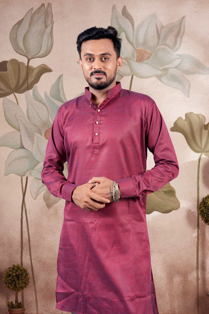 Maroon Solid Cotton Kurta