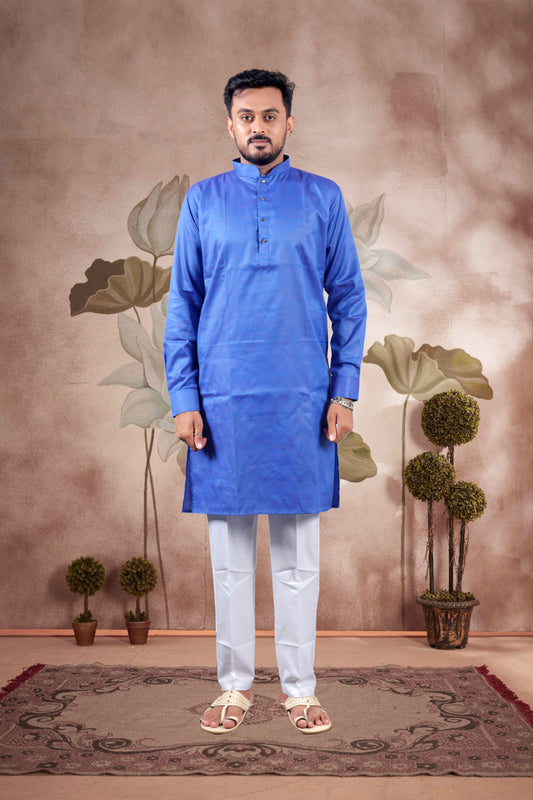 Royal Blue Solid Cotton Kurta