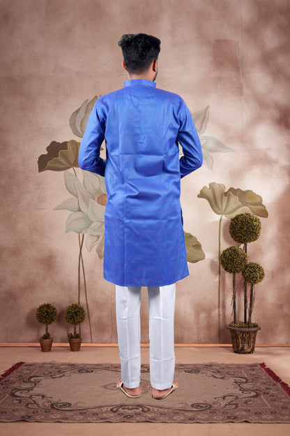 Royal Blue Solid Cotton Kurta