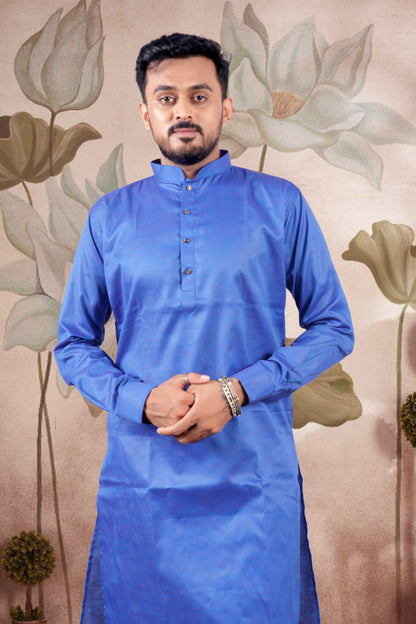 Royal Blue Solid Cotton Kurta