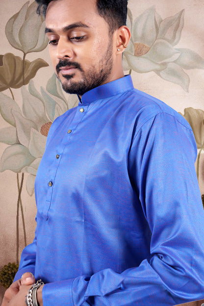 Royal Blue Solid Cotton Kurta