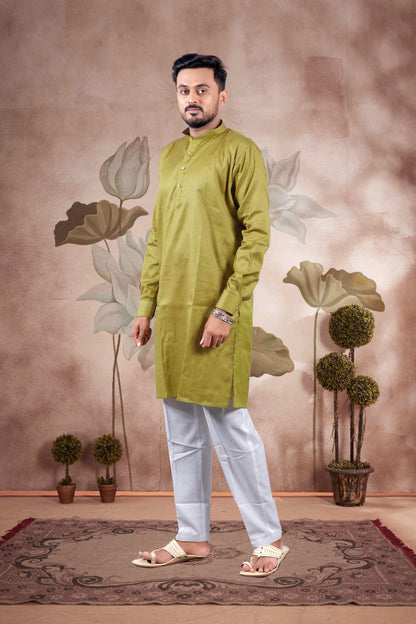 Parrot Green Solid Cotton Kurta