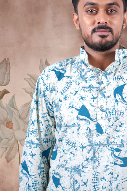 Warli Print Cotton Short Kurta