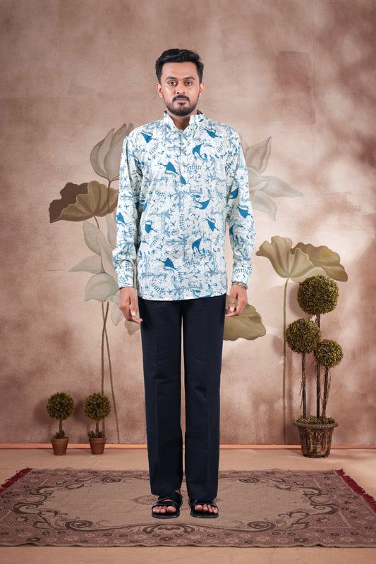 Warli Print Cotton Short Kurta